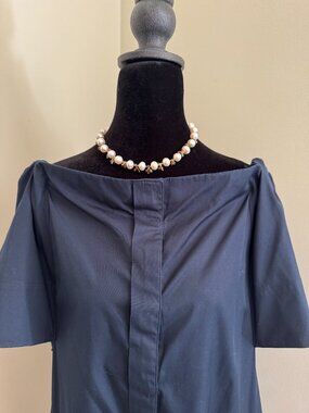 Vince Off Shoulder Navy Dress